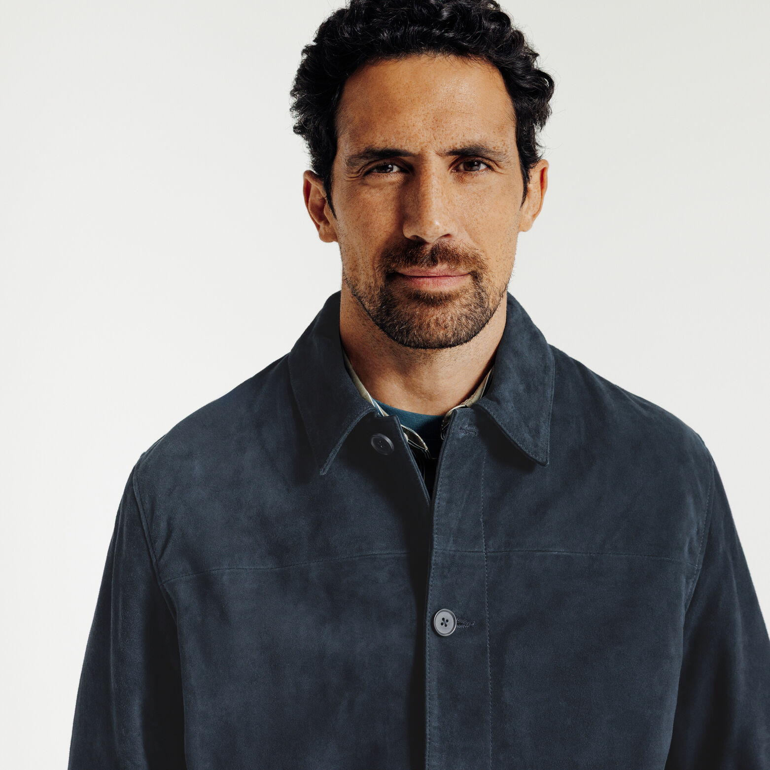 Leren jack met hemdskraag