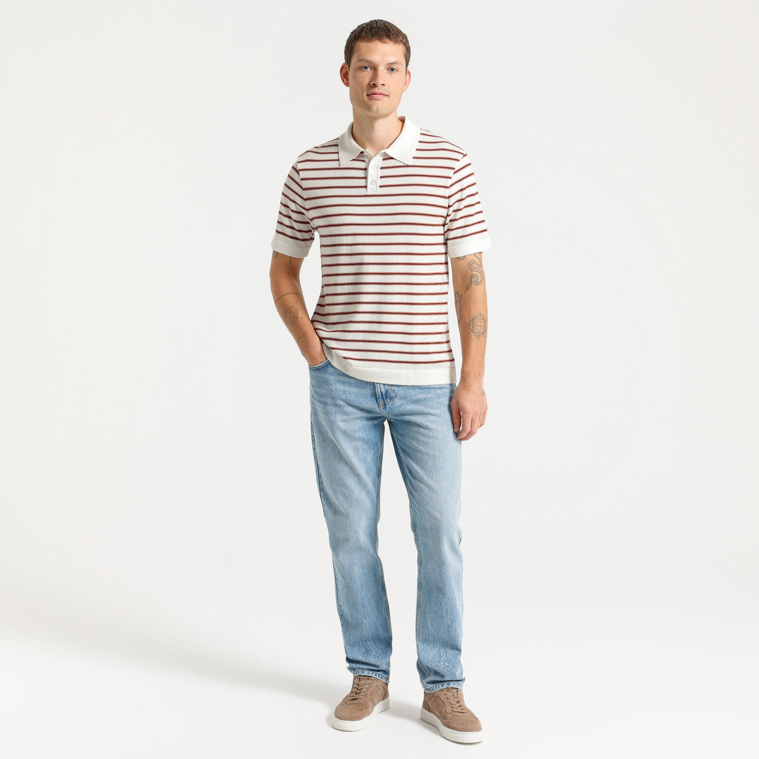 Polo en maille rayures