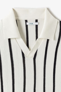 Polo en maille col resort jeux de points fantaisie