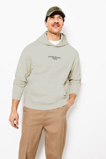 Relaxed fit sweater met kap, print op voor-en acht