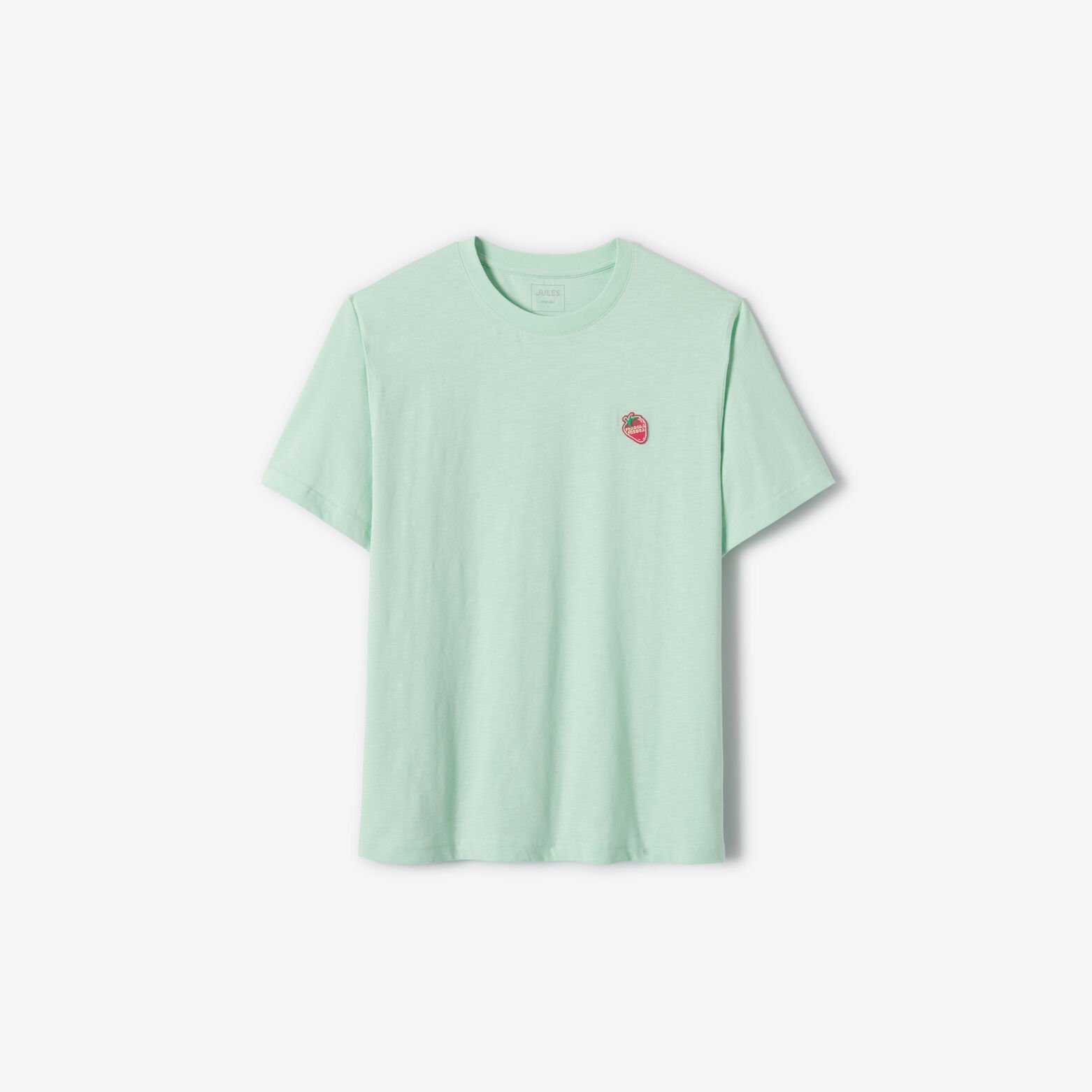 T-shirt in gevlamde stof met borduursel op de bors