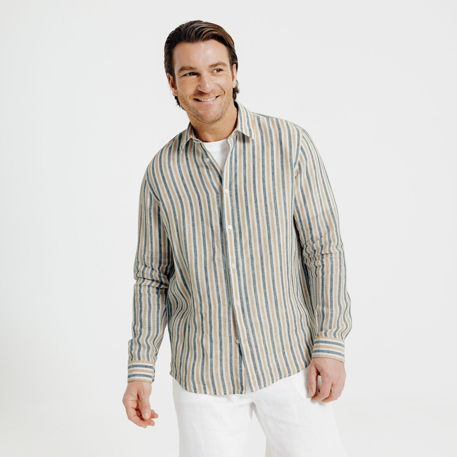 Gestreept hemd in linnen