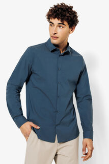 Slim effen hemd in gerecyclede polyamide