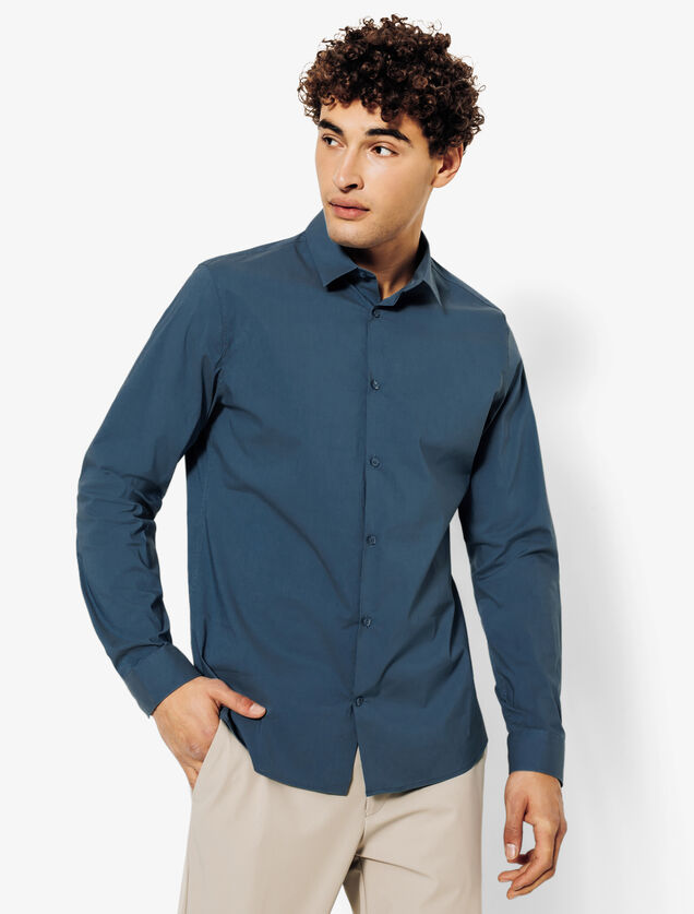 Slim effen hemd in gerecyclede polyamide