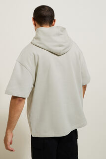 Sweat &agrave; capuche manches courtes uni