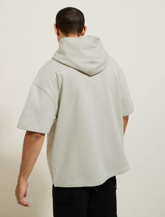 Sweat &agrave; capuche manches courtes uni
