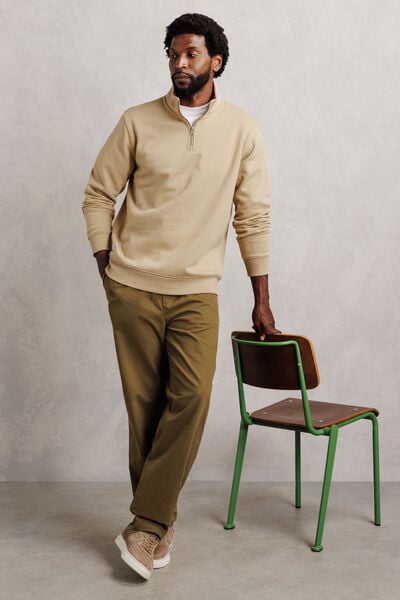 Sweat col montant zipp&eacute; molleton uni