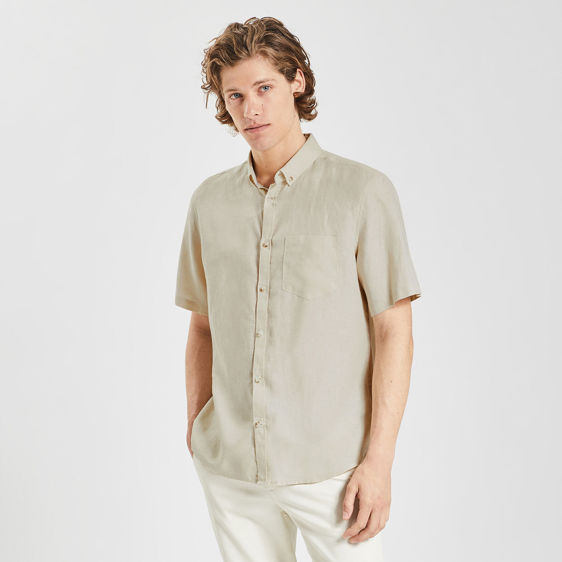 Chemise en lin beige store homme