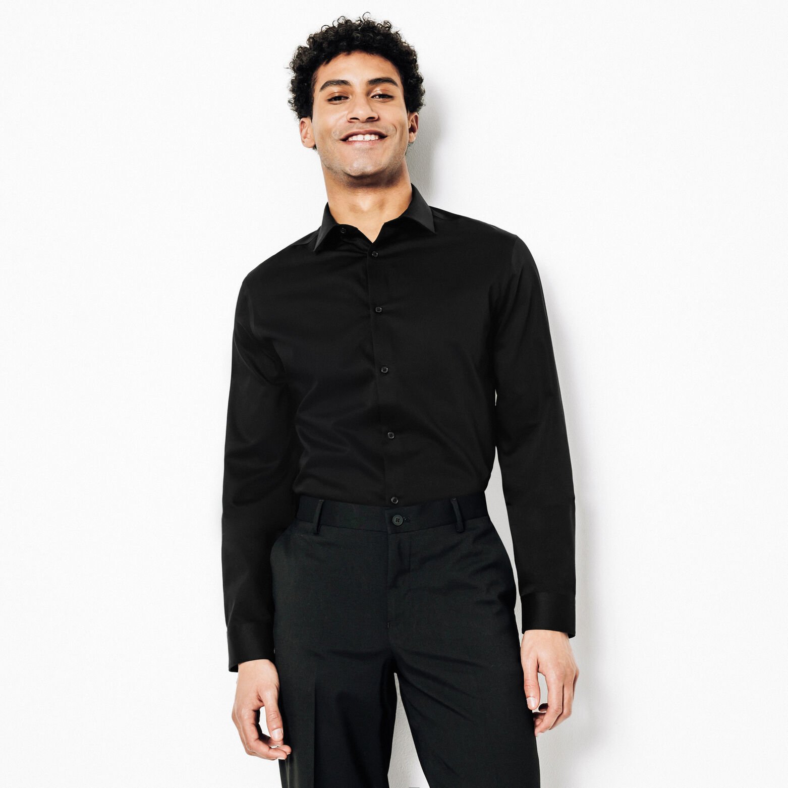 Slim effen strijkvrij hemd in katoen