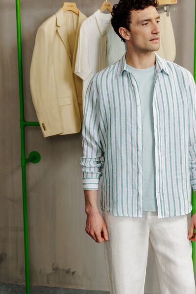 Chemise 100% lin ray&eacute;e