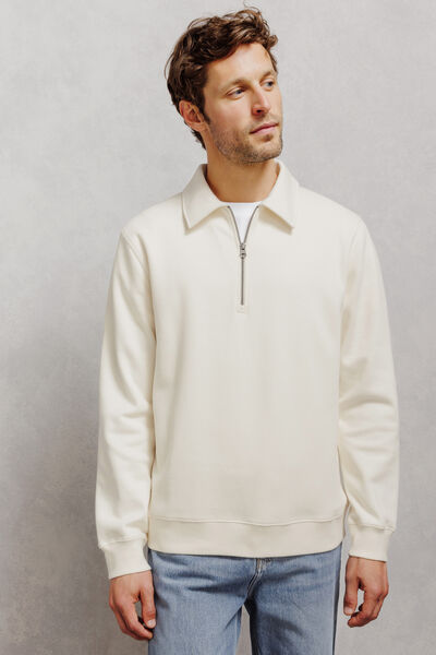 Sweat col polo zipp&eacute; uni