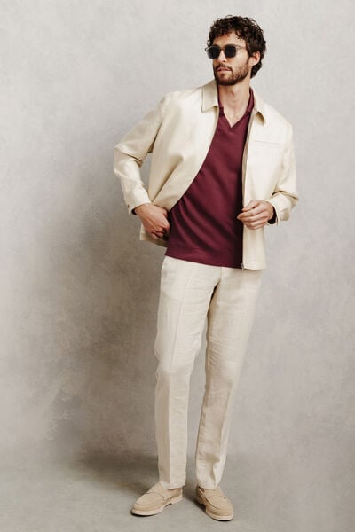 Polo manches courtes col resort en c&ocirc;te