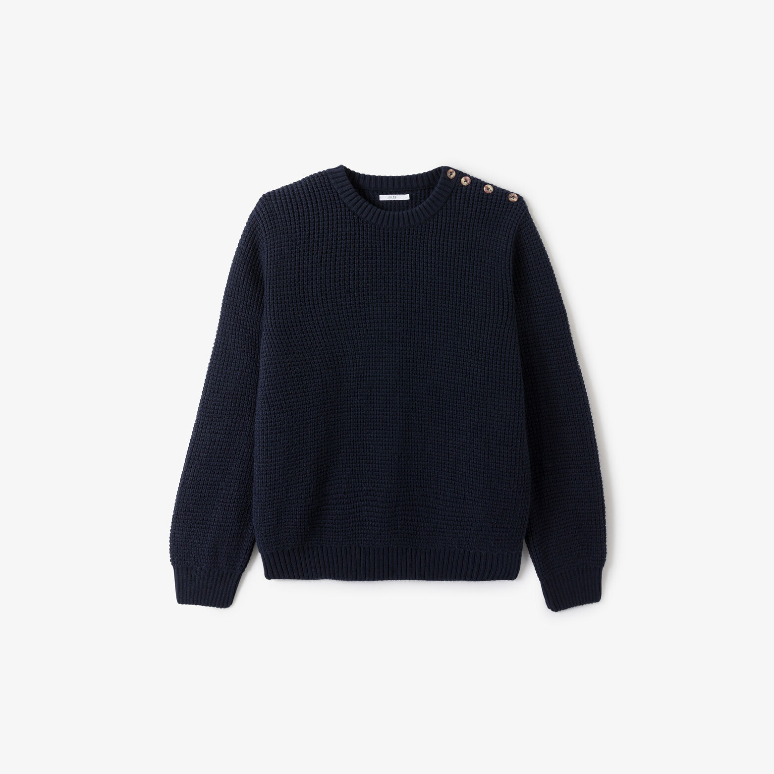 Pull col rond boutonné gaufré