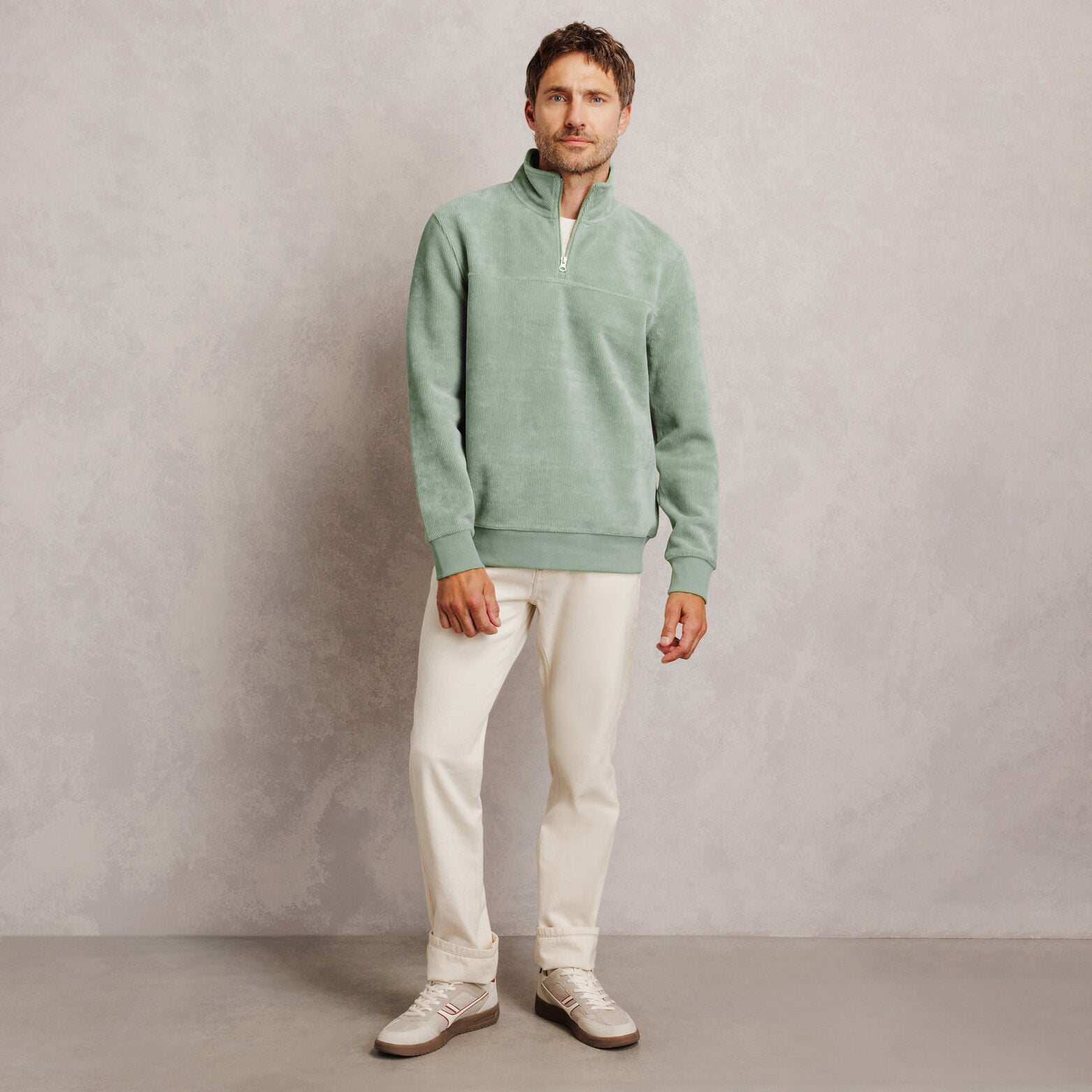 Sweat col montant zipp&eacute; en velours