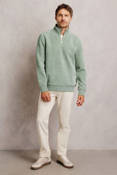 Sweat col montant zipp&eacute; en velours