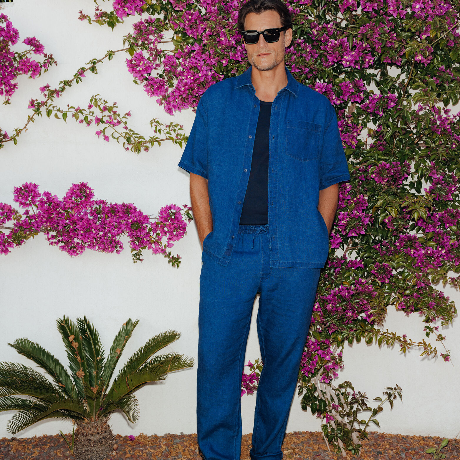 Pantalon tapered 100% lin
