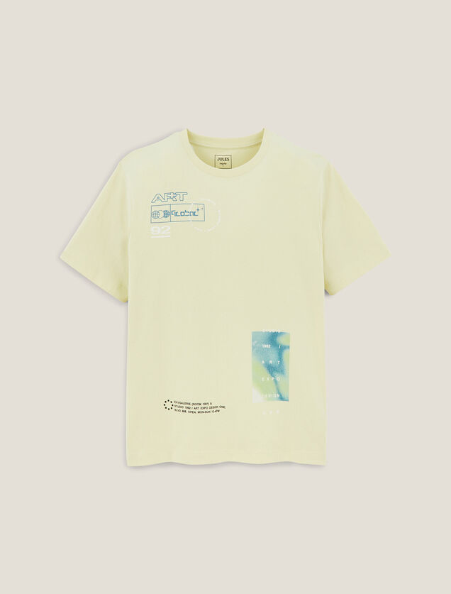 Tee shirt imprim&eacute; en coton col rond