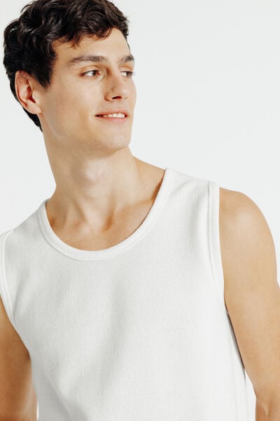 Mouwloos hemdje in getextureerde stof