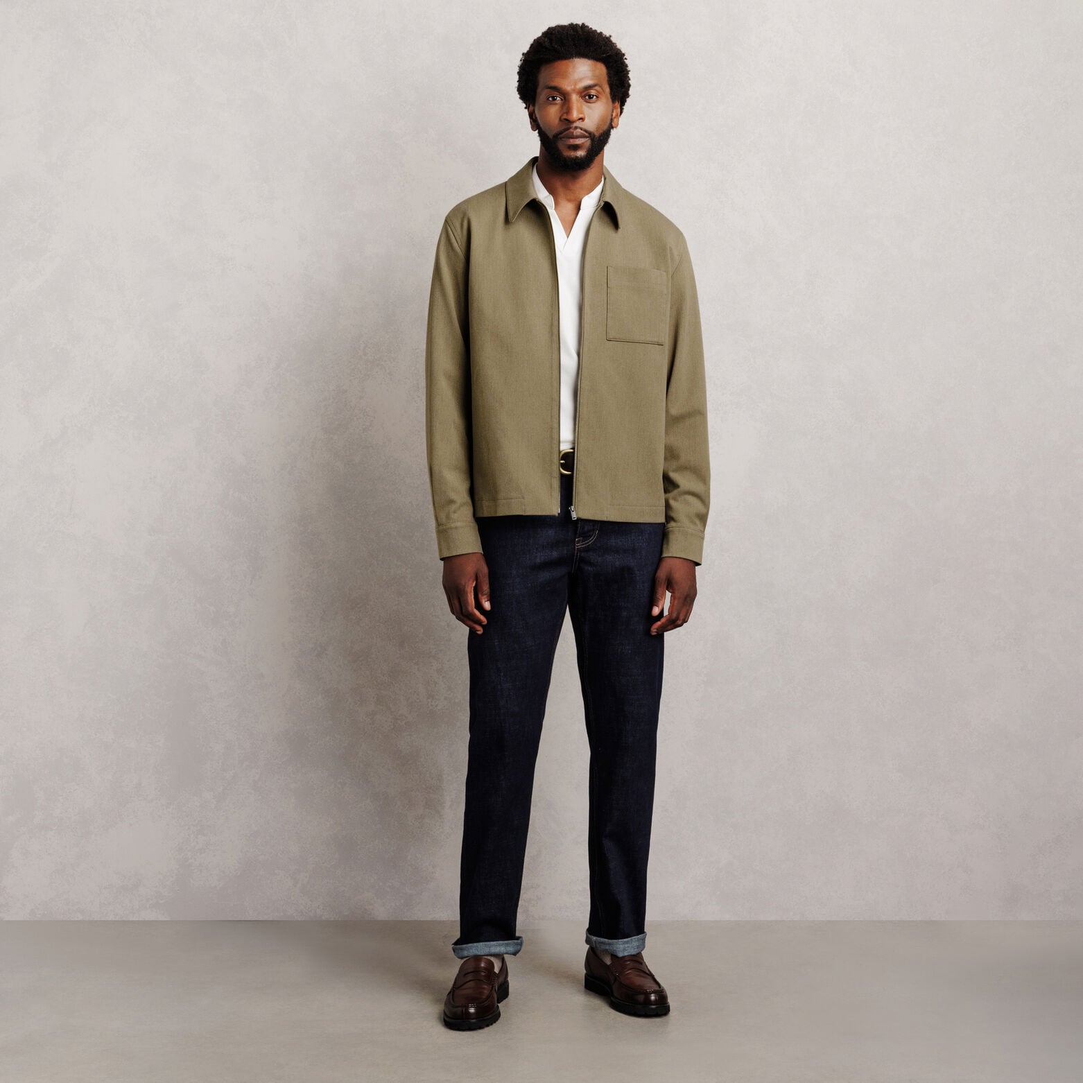 Veste col chemise zipp&eacute;e