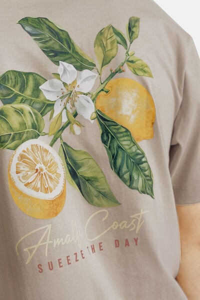 T-shirt met citroenprint voor-en achteraan