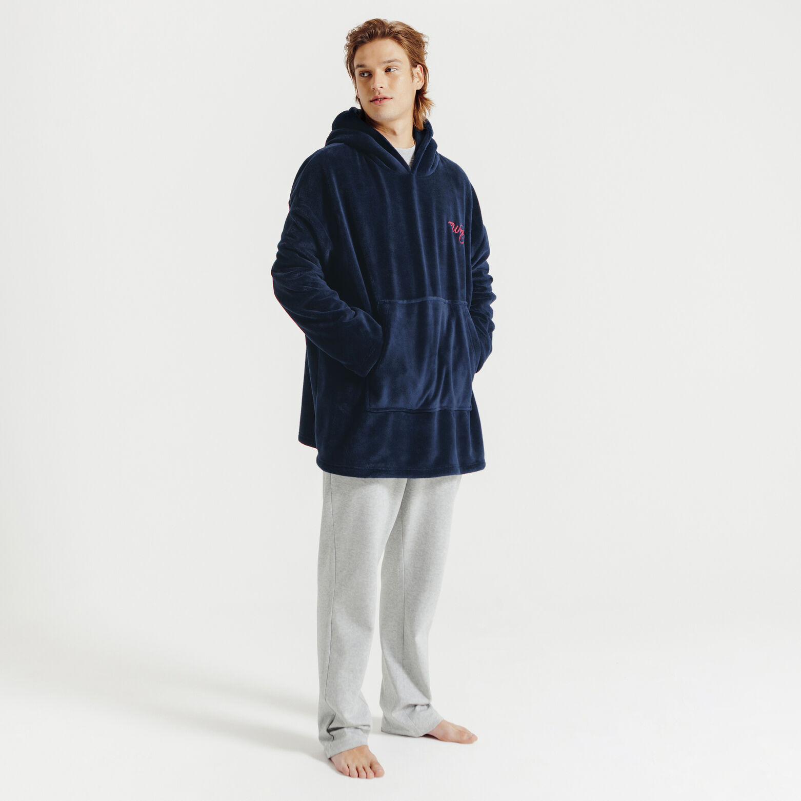 Sweat plaid à capuche brodé