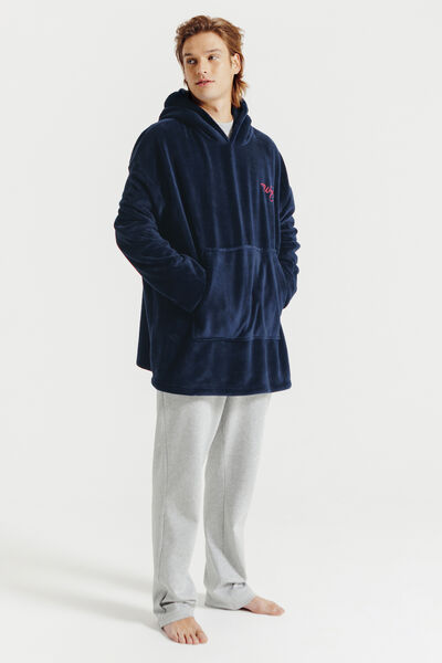 Sweat plaid à capuche brodé