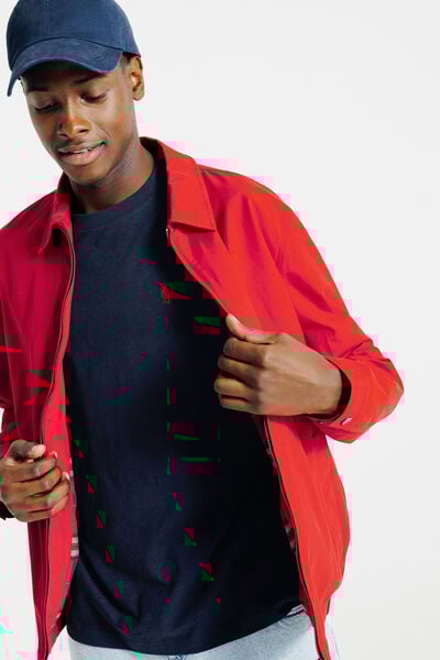 T-shirt in gevlamde stof met borduursel op de bors