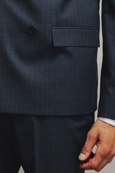 Veste de costume crois&eacute;e confort ray&eacute;e