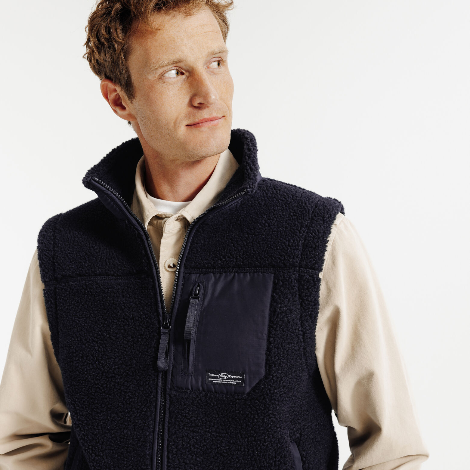 Veste sans manche en sherpa contrastée