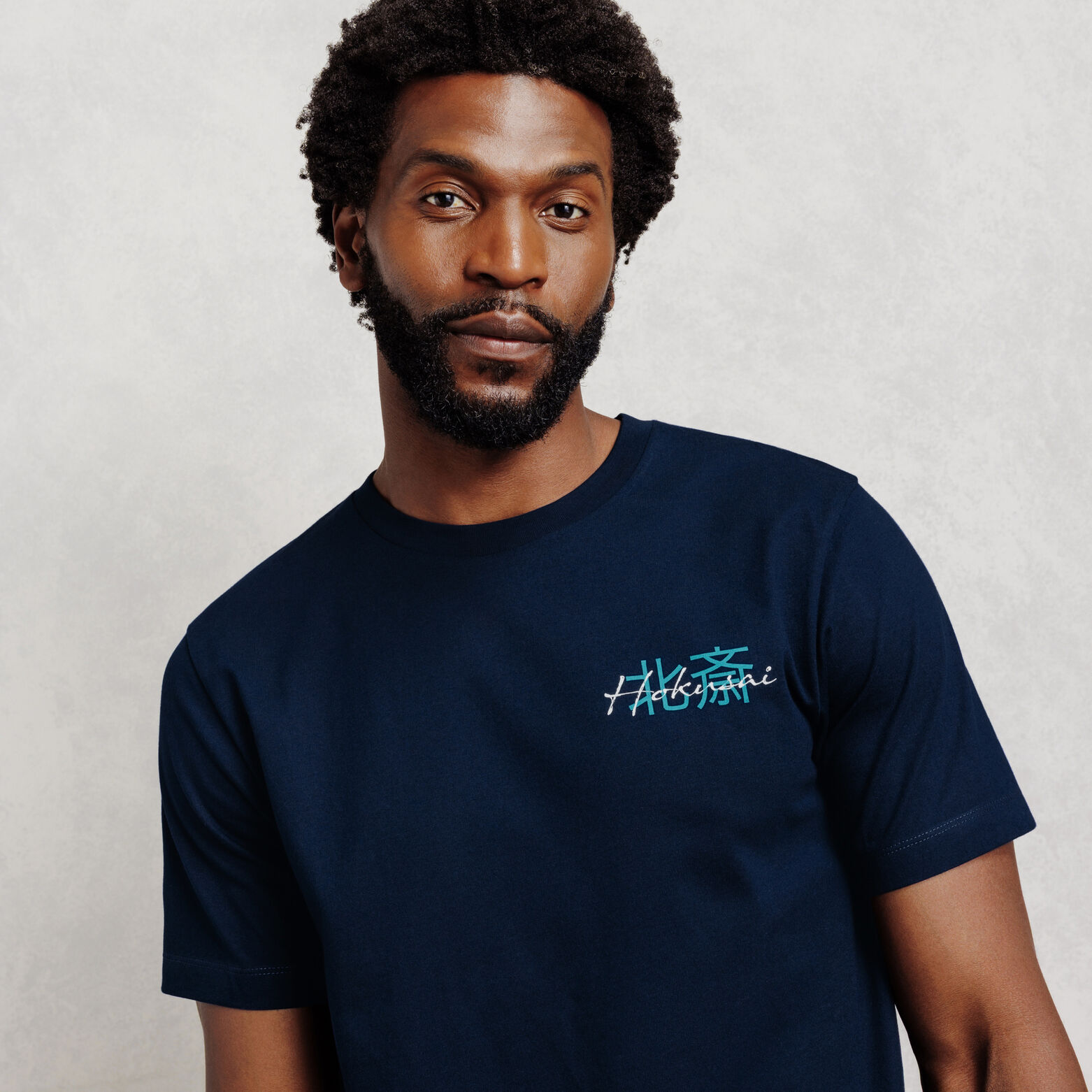 T-shirt met print voor en achter licentie Hokusai