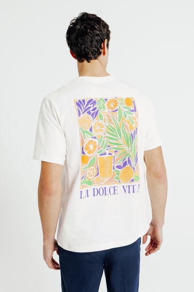 T-shirt met "dolce vita" print voor- en achteraan