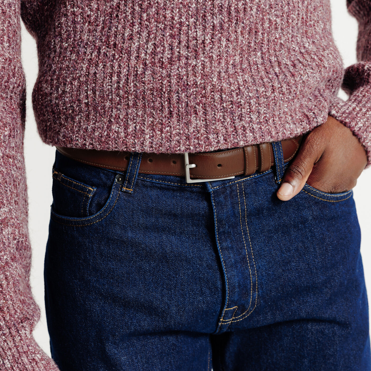 Ceinture en cuir double passant