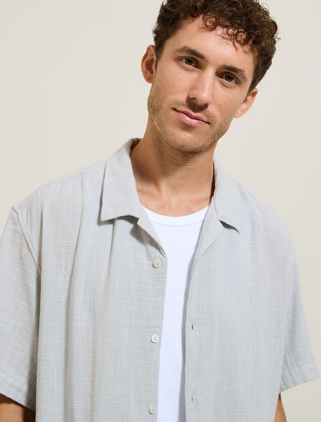 Chemisette en gaze de coton textur&eacute;e