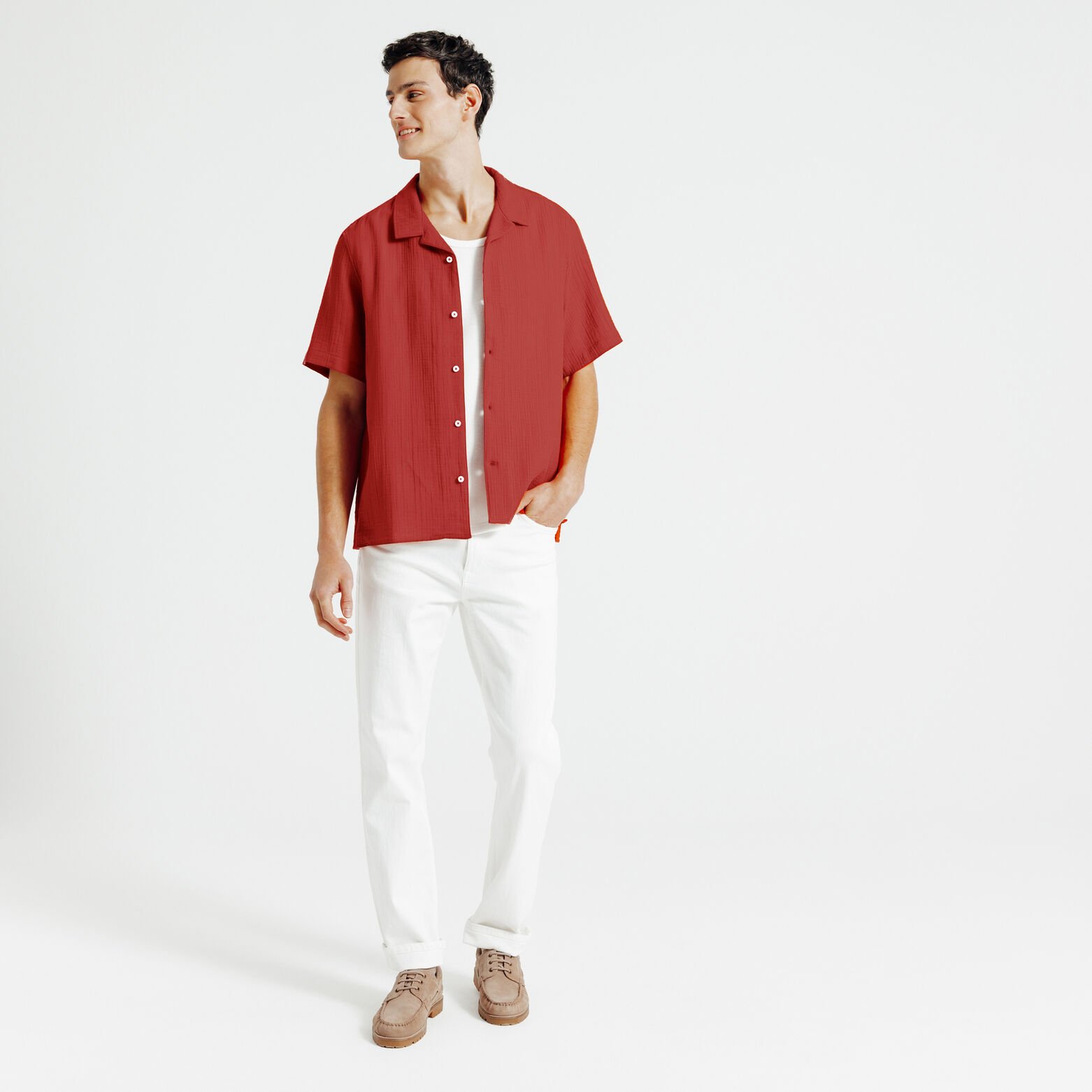 Chemisette en gaze de coton col requin