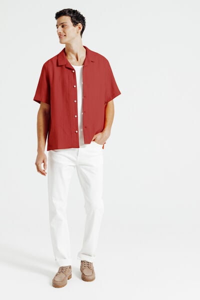 Chemisette en gaze de coton col requin