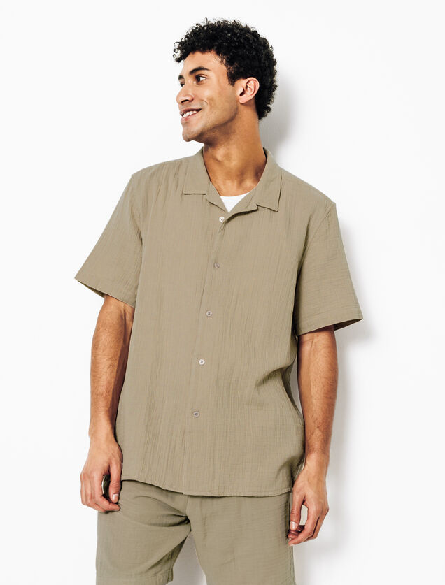 Chemisette en gaze de coton col requin