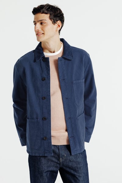 Veste col chemise en velours boutonn&eacute;e