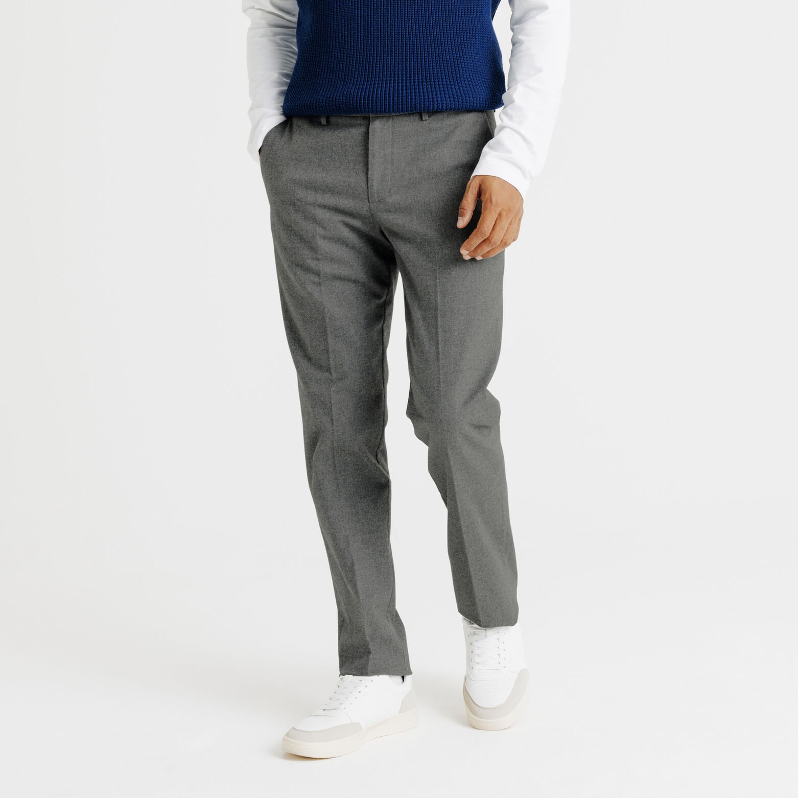 Pantalon chino straight effet flanelle