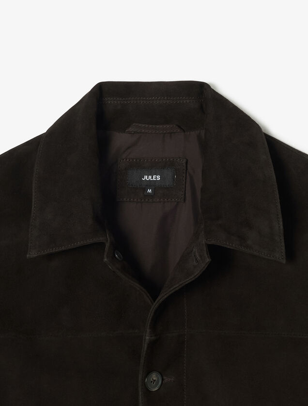 Blouson en cuir col chemise