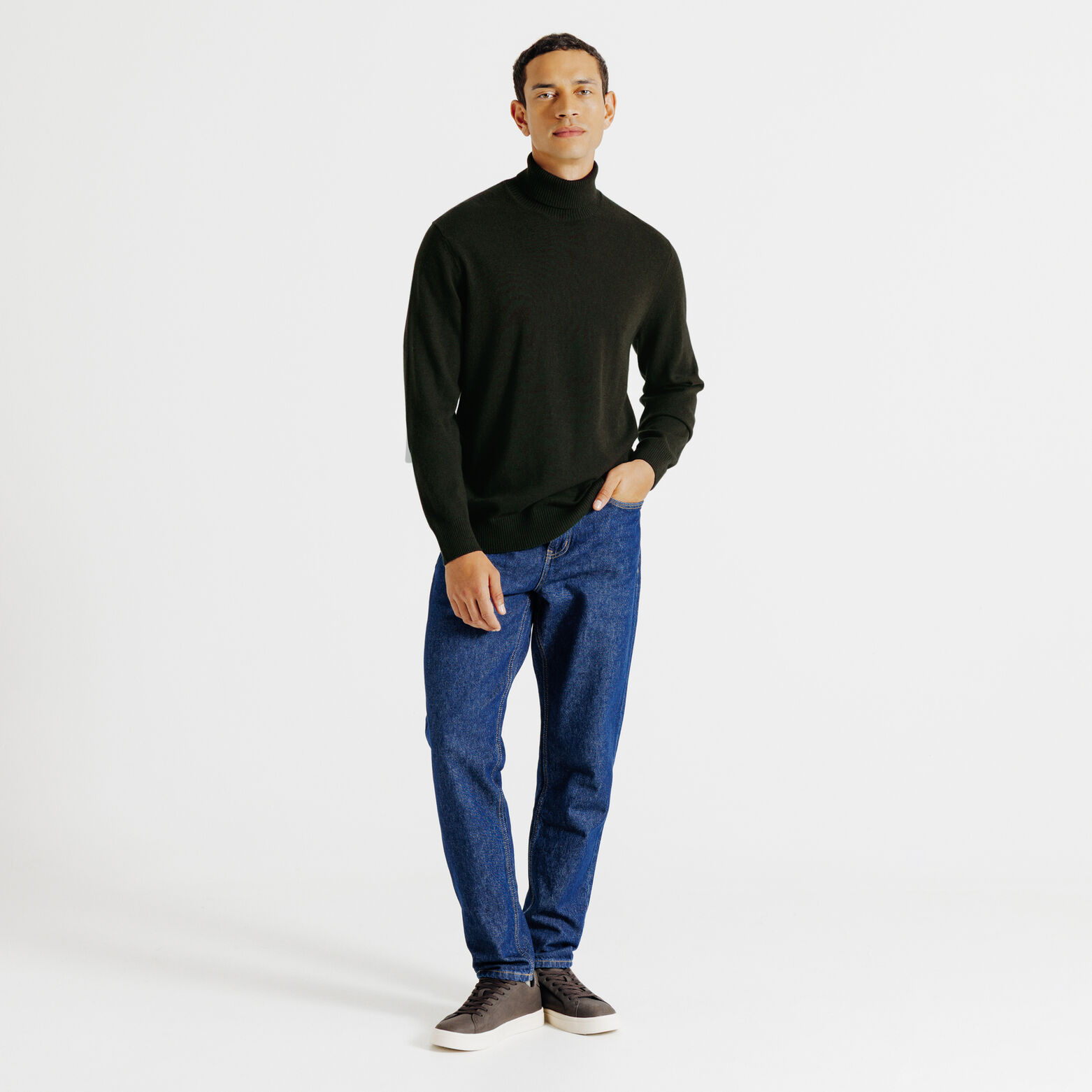 Trui met rolkraag in merinos kasjmier