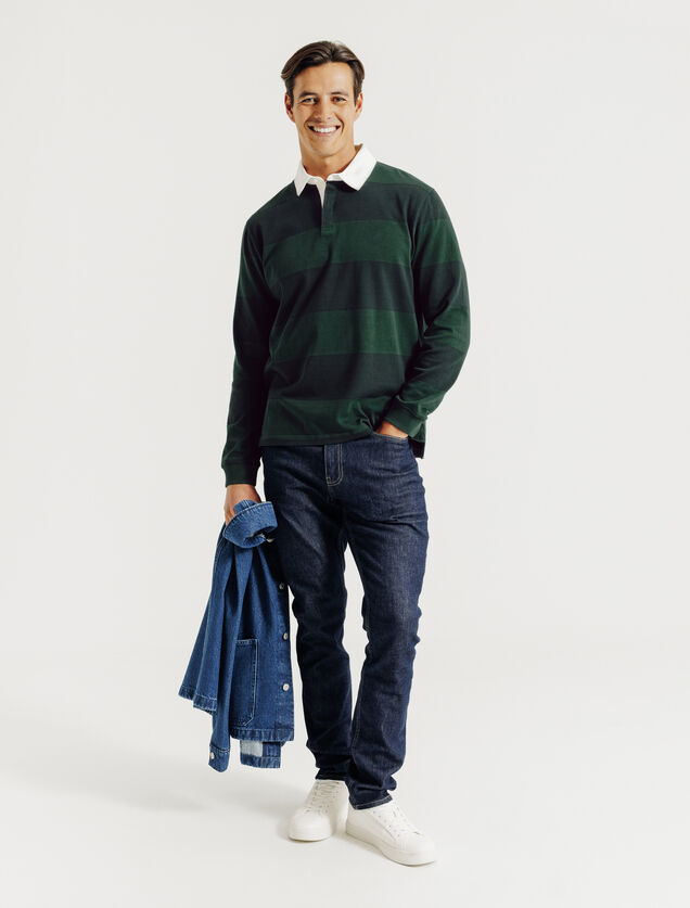 Gestreepte polo lange mouwen