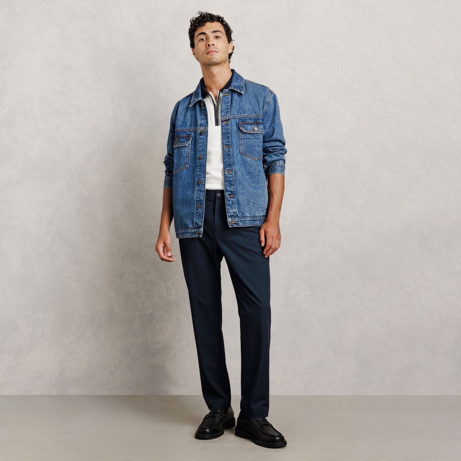 Tapered broek met half-elastische taille