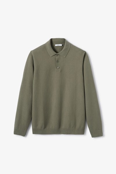 Pull col polo boutonn&eacute; fantaisie