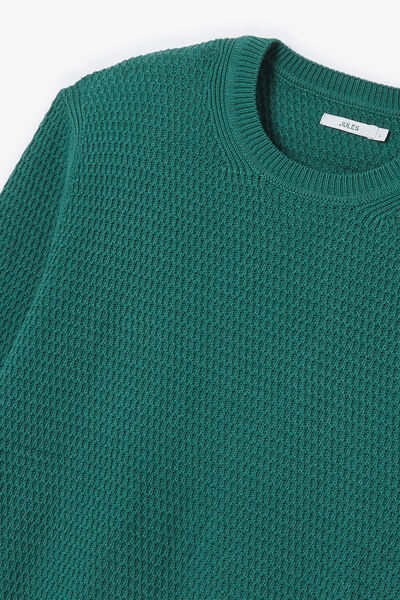 Pull col rond jeux de points reli&eacute;f&eacute;s