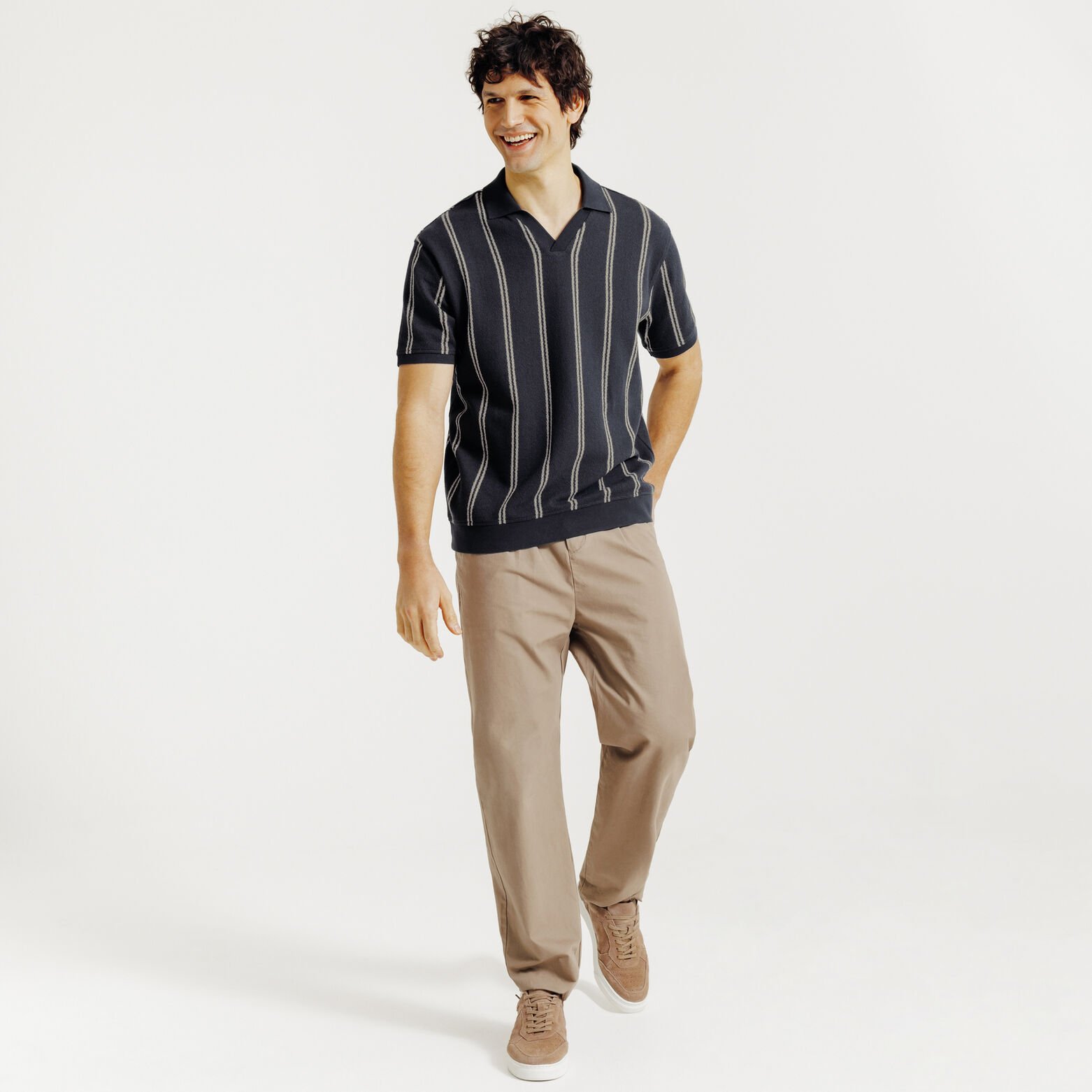 Gestreepte polo korte mouwen met resortkraag