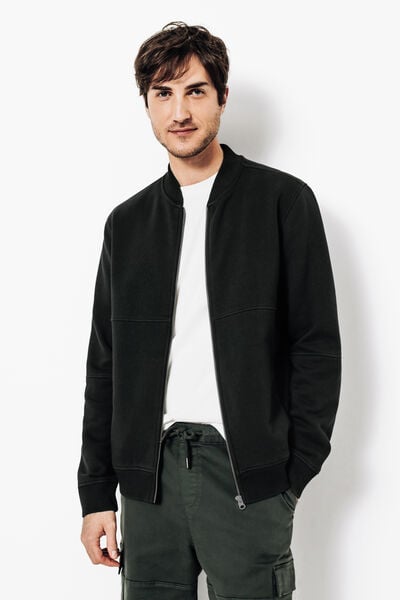 Sweat zipp&eacute; mati&egrave;re effet d&eacute;lav&eacute;