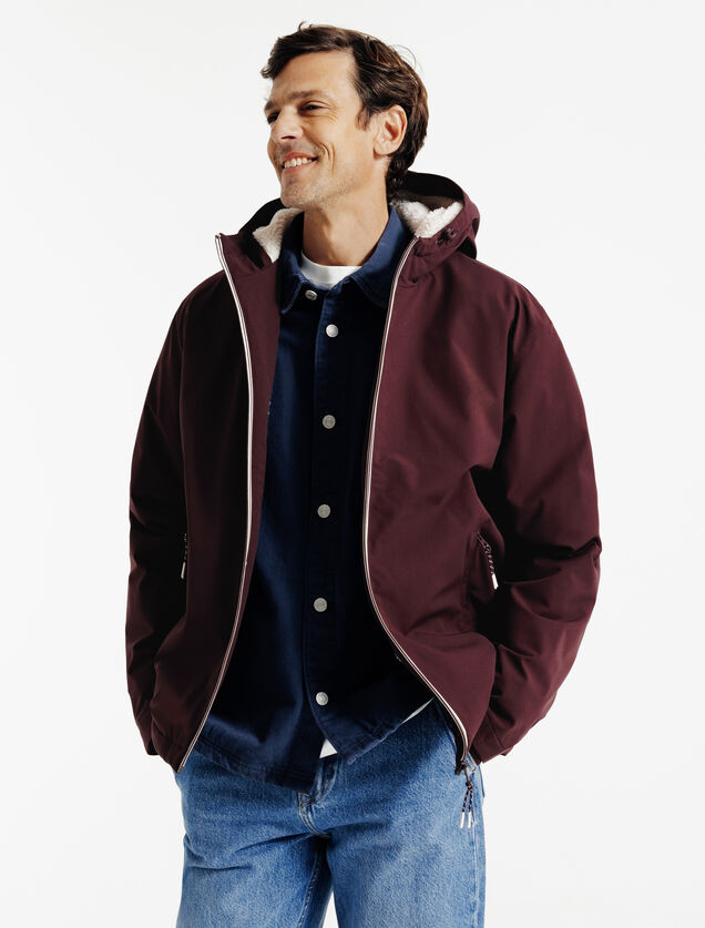 Blouson à capuche doublé en sherpa