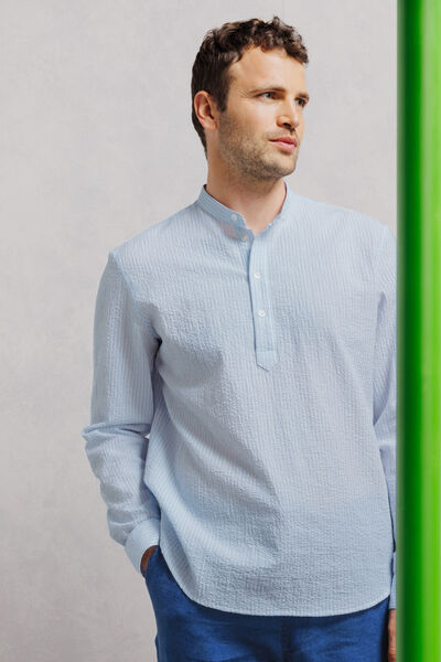 Chemise col mao regular 100% coton