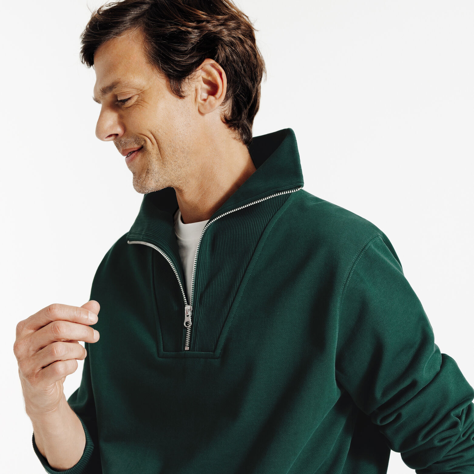 Sweater truckerskraag met rits