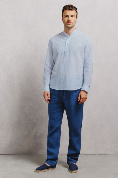 Chemise col mao regular 100% coton